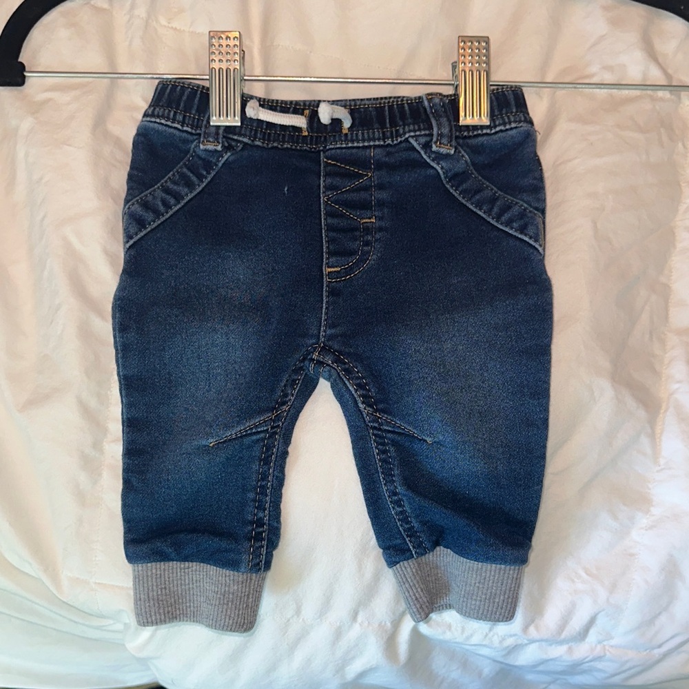 Cat & Jack Dark Blue Kids Jeans with Gray Cuffs